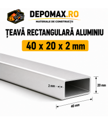 Teava rectangulara aluminiu 40 x 20 x 2 mm, 6 metri (EN AW-6060)